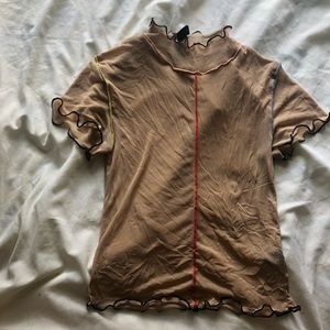 UO Sheer mesh Tshirt with contrast stitching